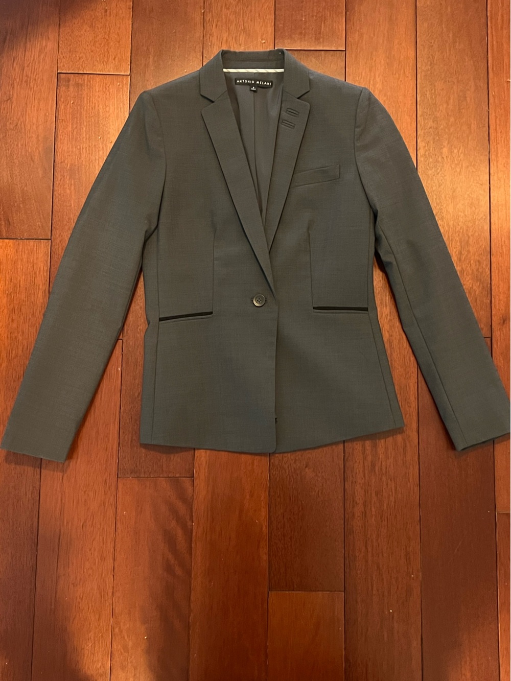 ANTONIO MELANI Charcoal Gray Tailored Single-Button Blazer